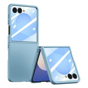 Capa de plástico para Samsung Galaxy Z Flip7 com proteção exterior de ecrã em vidro temperado - Azul bebé