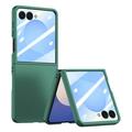 Capa de plástico para Samsung Galaxy Z Flip7 com proteção exterior de ecrã em vidro temperado - Verde escuro