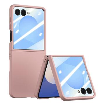 Capa de plástico para Samsung Galaxy Z Flip7 com proteção exterior de ecrã em vidro temperado - Rosa