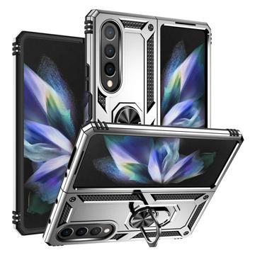 Capa Híbrida com Suporte de Metal para Samsung Galaxy Z Fold4 5G - Prateado