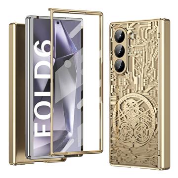 Capa de plástico galvanizada Samsung Galaxy Z Fold6 Mechanical Legend - Ouro