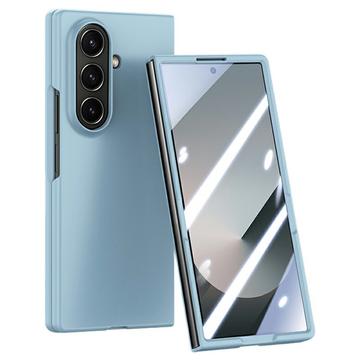 Capa de plástico para Samsung Galaxy Z Fold7 com proteção exterior de ecrã em vidro temperado - Azul bebé