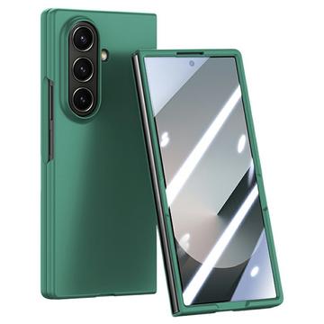 Capa de plástico para Samsung Galaxy Z Fold7 com proteção exterior de ecrã em vidro temperado - Verde escuro