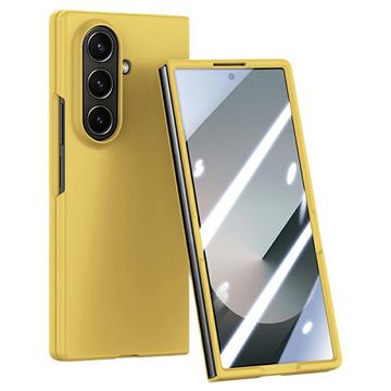 Capa de plástico para Samsung Galaxy Z Fold7 com proteção exterior de ecrã em vidro temperado - Amarelo