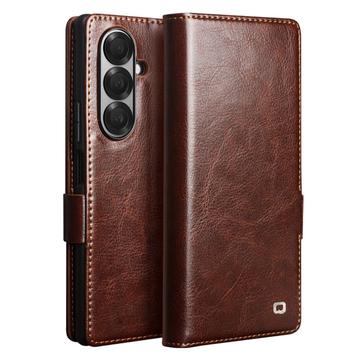 Capa de Pele Tipo Carteira Qialino Classic para Samsung Galaxy Z Fold7 - Castanho Escuro