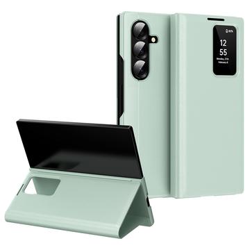Capa flip para Samsung Galaxy Z Fold7 Smart Clear View com ranhura para cartão - Verde claro