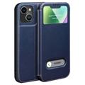 Bolsa tipo Flip de Couro Dual View para iPhone 14 - Azul