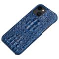 Capa Revestida a Couro Luxury Crocodile para iPhone 14 Plus - Azul