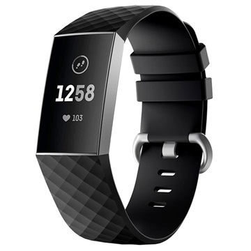 Pulseira de Silicone com Conectores para Fitbit Charge 3 - Preto