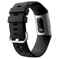 Pulseira de Silicone com Conectores para Fitbit Charge 3 - Preto