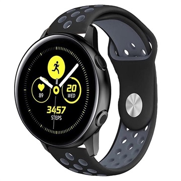 Bracelete em Silicone para Samsung Galaxy Watch Active – Preto / Cinzento