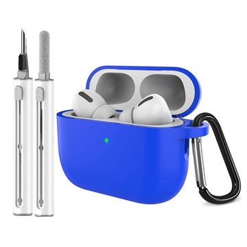 Capa de silicone para AirPods Pro 3 com mosquetão e caneta de limpeza - Azul