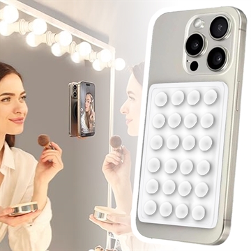 Suporte adesivo com ventosa de silicone para telemóveis - 10 Pcs. - Branco