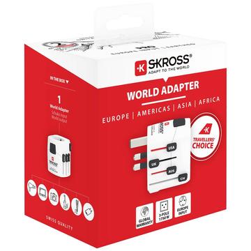 Adaptador de viagem mundial 4 em 1 Skross Pro - Branco