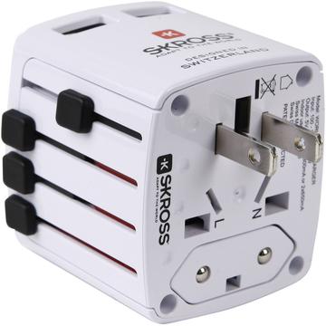 Adaptador de viagem USB Skross World - 2x USB-A, 12W - Branco