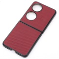 Capa Fina para Huawei P50 Pocket - Fibra de Carbono - Vermelho