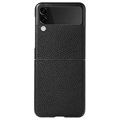Capa Fina Samsung Galaxy Z Flip3 5G - Couro Legítimo - Preto