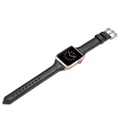 Bracelete Fina de Pele para Apple Watch Series 7/SE/6/5/4/3/2/1 - 41mm/40mm/38mm - Preto