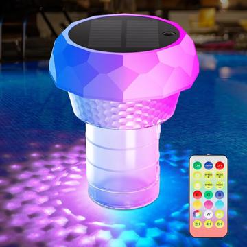 Luz de piscina flutuante alimentada por energia solar com caixa de desinfeção e LEDs RGB