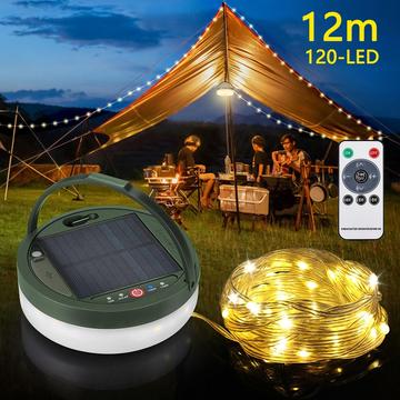 Cordas LED alimentadas por energia solar - 12m - Branco quente
