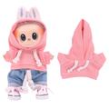 Casaco com capuz de cor sólida para Labubu Mini Figure 17cm - Rosa