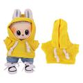 Casaco com capuz de cor sólida para Labubu Mini Figure 17cm - Amarelo