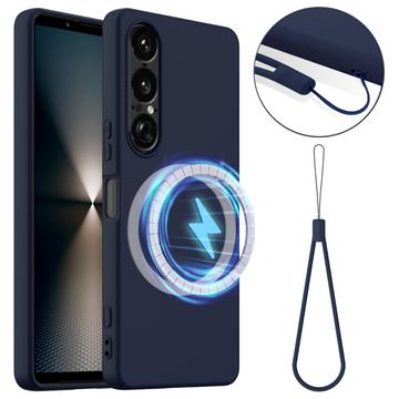 Capa de silicone líquido para Sony Xperia 1 VII - Compatível com MagSafe - Azul Escuro