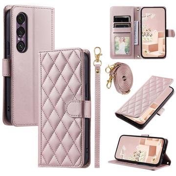 Capa de carteira acolchoada luxuosa para Sony Xperia 1 VII