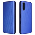 Bolsa Flip para Sony Xperia 10 III, Xperia 10 III Lite - Fibra de Carbono - Azul