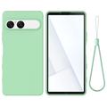 Capa de silicone líquido com correia de mão para Sony Xperia 10 VII - Verde