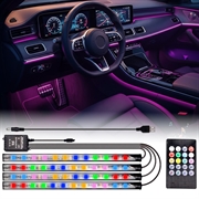 Fita LED para automóvel com néon interior ativado por som - 4 peças, 36 LEDs