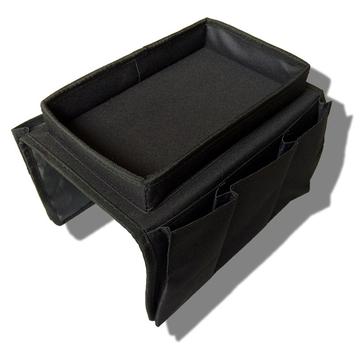 Organizador de apoio de braço de sofá economizador de espaço com vários bolsos - Preto