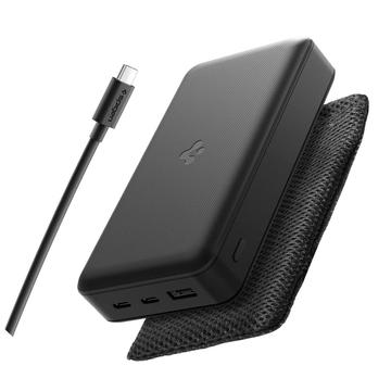 Banco de potência Spigen EA3020 20000mAh com 2 portas USB-C e USB-A - Preto