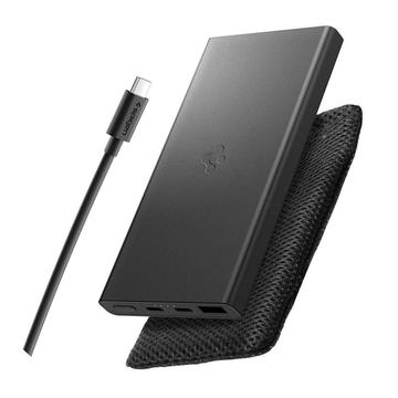 Banco de potência Spigen Essential EA2210 10000mAh com 2 portas USB-C e USB-A - Preto