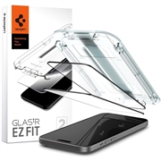 Protetor de Ecrã Cobertura Total Spigen Glas.tR Ez Fit para iPhone 15 - 2 Unidades - Borda Preta