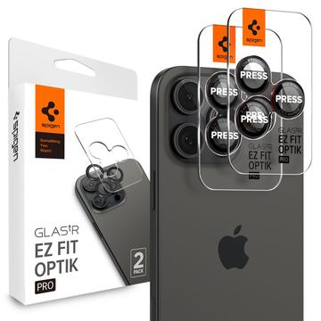 Protetor de Câmara Spigen Glas.tR Ez Fit Optik Pro para iPhone 16 Pro/16 Pro Max/17 Pro/17 Pro Max - Preto / Vermelho