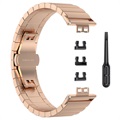 Bracelete em Aço Inoxidável com Fivela Borboleta para Huawei Watch Fit - Cor-de-Rosa Dourado