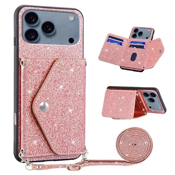 Capa com Porta-Cartão Stardust para iPhone 17 Pro Max - Cor-de-Rosa