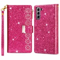 Bolsa Tipo Carteira Starlight Series para Samsung Galaxy S22+ 5G - Cor-de-Rosa Forte