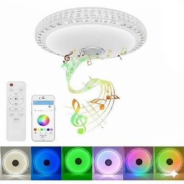 Luz de teto LED inteligente Gwiaździste niebo com altifalante Bluetooth, relógio despertador - 36W/30cm