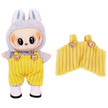 Macacão de Urso às Riscas para Labubu Mini Figure 17cm - Amarelo