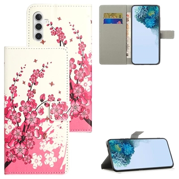 Bolsa Tipo Carteira Style Series para Samsung Galaxy A34 5G - Flores Cor-de-Rosa