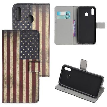 Bolsa Tipo Carteira Style Series para Samsung Galaxy A20e - Bandeira Americana Vintage