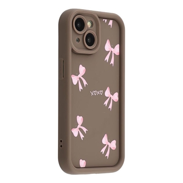 Capa TPU elegante à prova de choque para iPhone 13 com rebordos elevados - Castanho / Arco