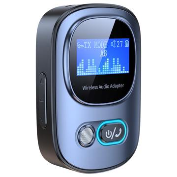 T68 Ecrã digital LED Transmissor/Recetor Bluetooth 5.3 Adaptador de áudio 2 em 1 Adaptador sem fios multifuncional (CE)