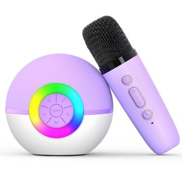 Microfone de karaoke para crianças T97 com coluna Bluetooth e subwoofer - Roxo