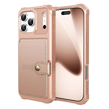 Capa de TPU para iPhone 17 Pro Max com Suporte para Cartão - Cor-de-Rosa