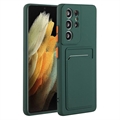 Capa de TPU para Samsung Galaxy S23 Ultra 5G com Porta-Cartões - Verde Escuro
