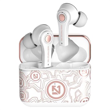 Auriculares TS-100 Graffiti TWS com Bluetooth 5.0 - Branco / Cor-de-Rosa Dourado