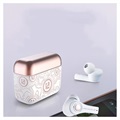 Auriculares TS-100 Graffiti TWS com Bluetooth 5.0 - Branco / Cor-de-Rosa Dourado